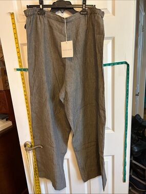Shirin Guild Women’s Gray-brown Elastic-Waist Linen Blend Slacks